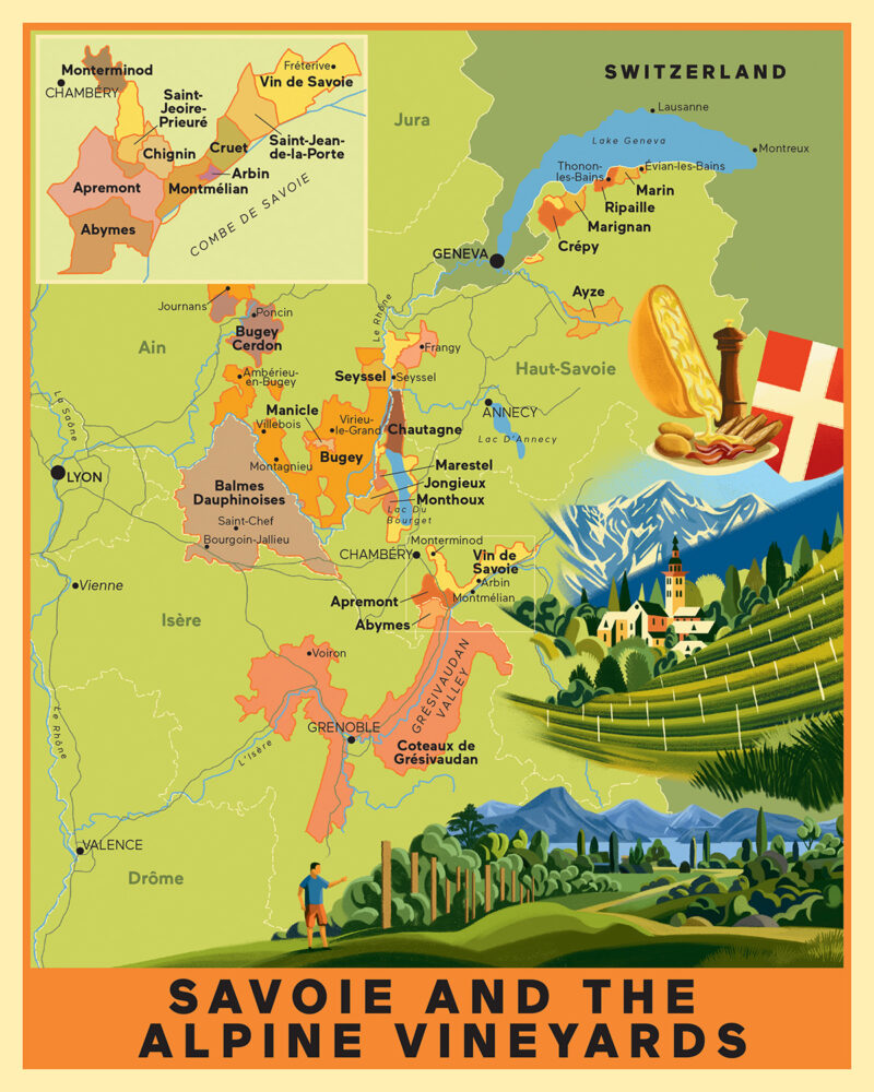 "The New French Wine" Map Poster: Savoie and The Alpine Vineyards